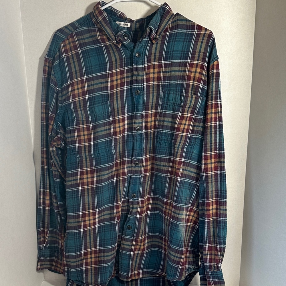 Basic editions classic fit faded plaid shirt size extra large tall